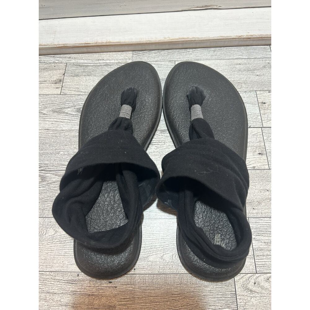 Sanuk Yoga Mat Sling Black Flip Flops Sandals Women’s Sz 8
